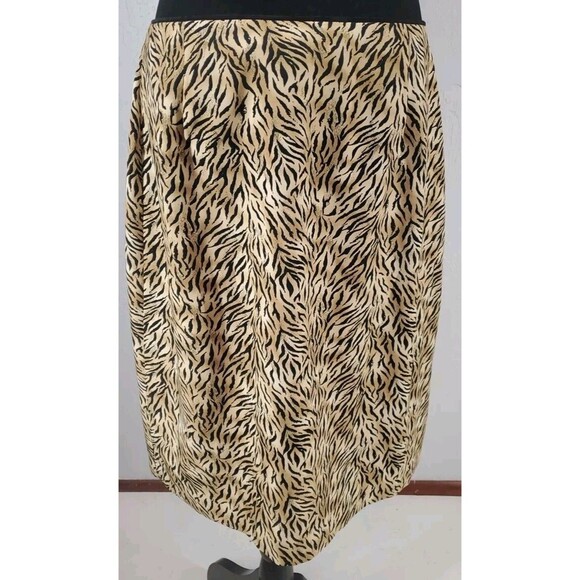 Wrap Skirt Knee Length Animal Print Cheetah Leopard Tiger | Worthington Size 14 - Picture 3 of 6